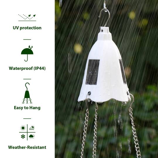 Glitzhome® 30" White Solar Lighted Hanging Plastic Basket Planters, 2ct.